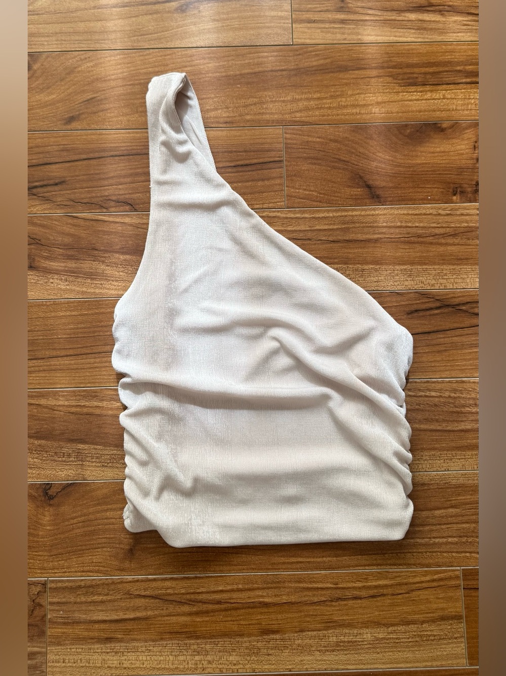 Dynamite One Shoulder Cream Beige Textured Asymmetrical Top Size P S